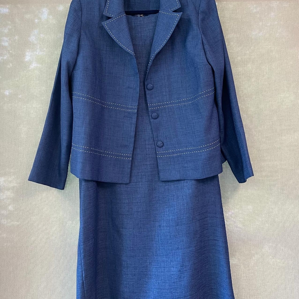 Courtenay Blue Sheath Dress Long Sleeve Notched Collar